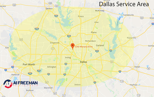 A-1 Freeman Dallas Moving Service Area Map